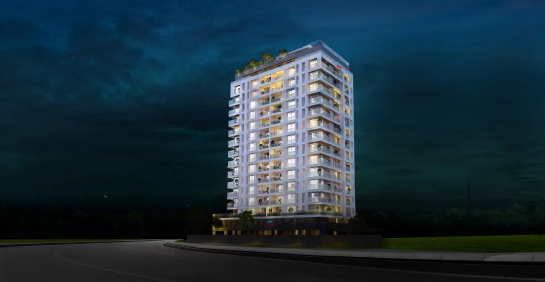 High-rise G+30 structural and MEP Revit BIM model showing architectural coordination, parametric components, and clash detection for the Tritvam Residential Tower in Kochi