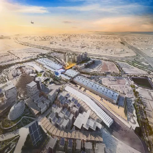 Autodesk Civil 3D model visualizing complex wet and dry utility network diversions and underground infrastructure clash detection for Expo City Dubai Phase-03